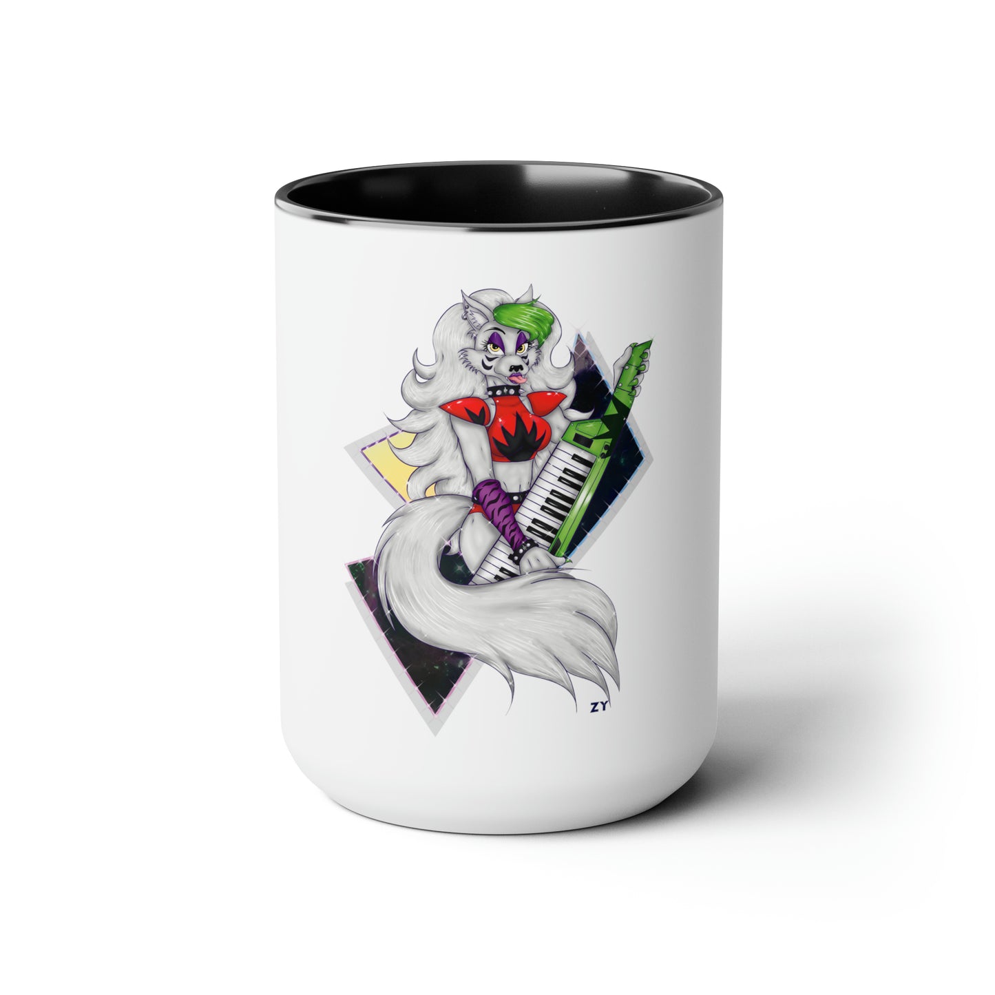 Roxy Rockstar Character Print OG Two-Tone Coffee Mugs, 15oz