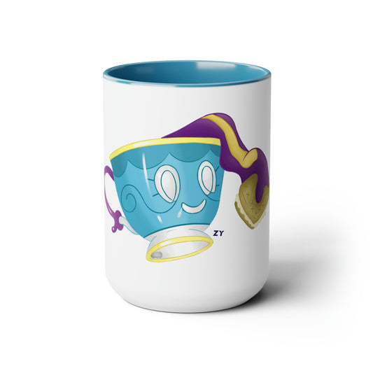 Ghostly Teacup w/ Biscuit Fanart Print OG Two-Tone Coffee Mugs, 15oz