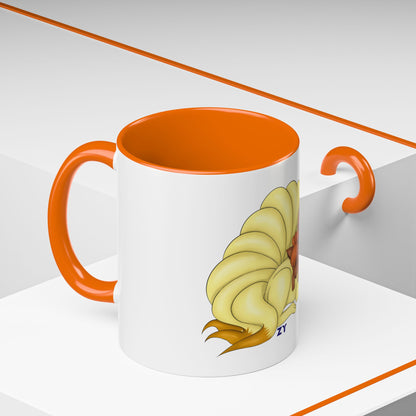 Poké Foxes 'Many Sleepy Tails' Print Character Print Two-Tone Coffee Mugs, 15oz