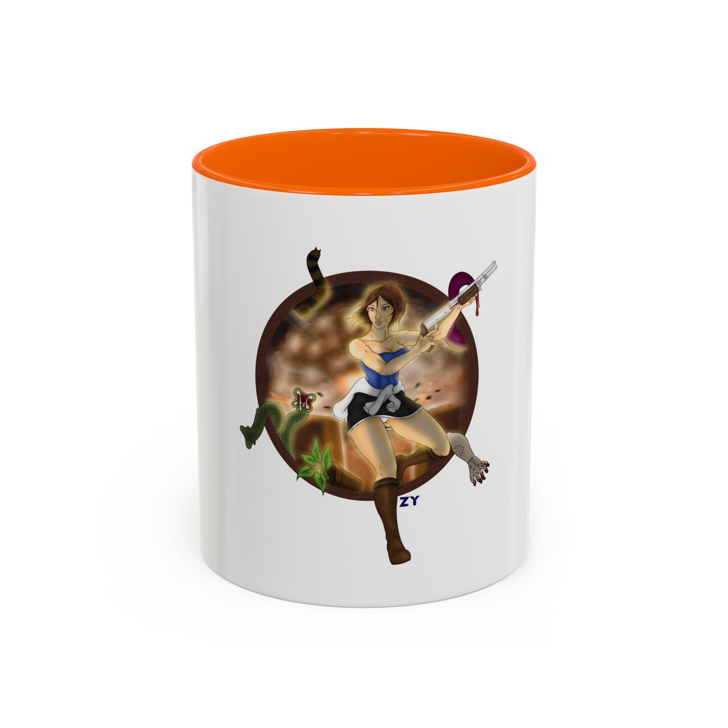 OG RE3 Jill Last Escape Character Print Fanart Two-Tone Coffee Mugs, 15oz