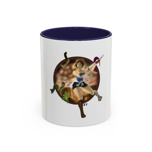 OG RE3 Jill Last Escape Character Print Fanart Two-Tone Coffee Mugs, 15oz