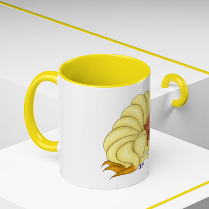 Poké Foxes 'Many Sleepy Tails' Print Character Print Two-Tone Coffee Mugs, 15oz