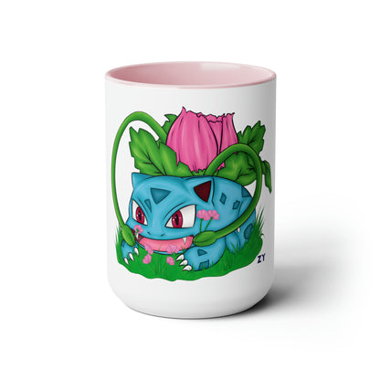 Pokesaur Ivy Beast Fanart Two-Tone Coffee Mugs, 15oz