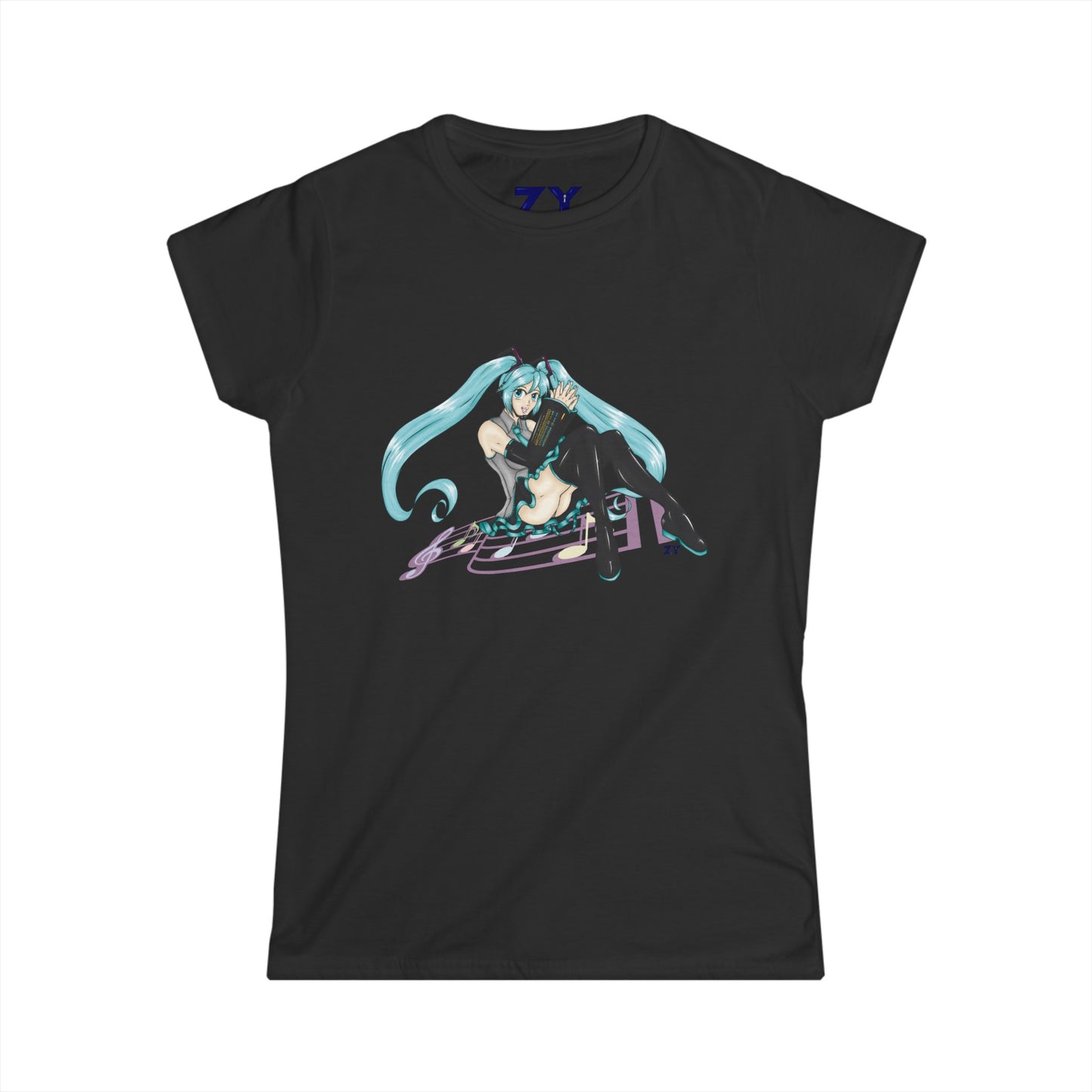 V: Miku Character Print Soft Style Ladies Tee