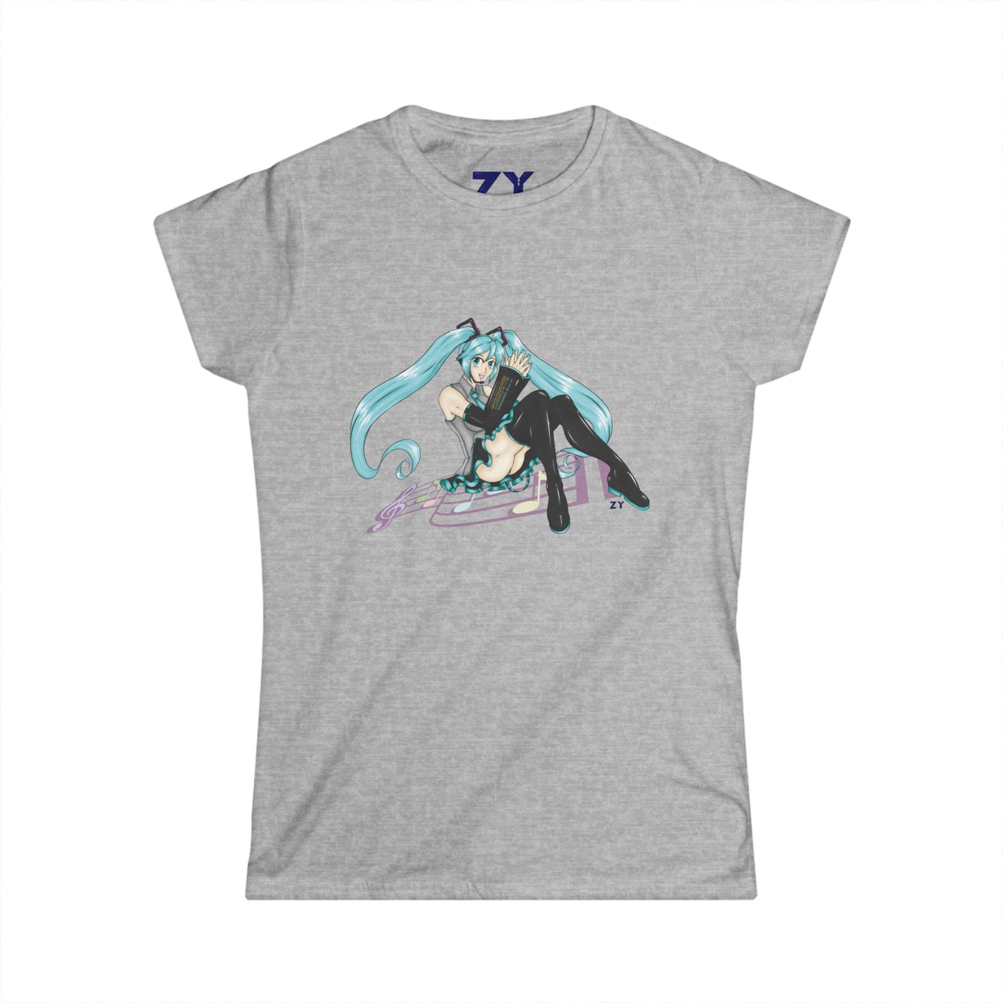 V: Miku Character Print Soft Style Ladies Tee