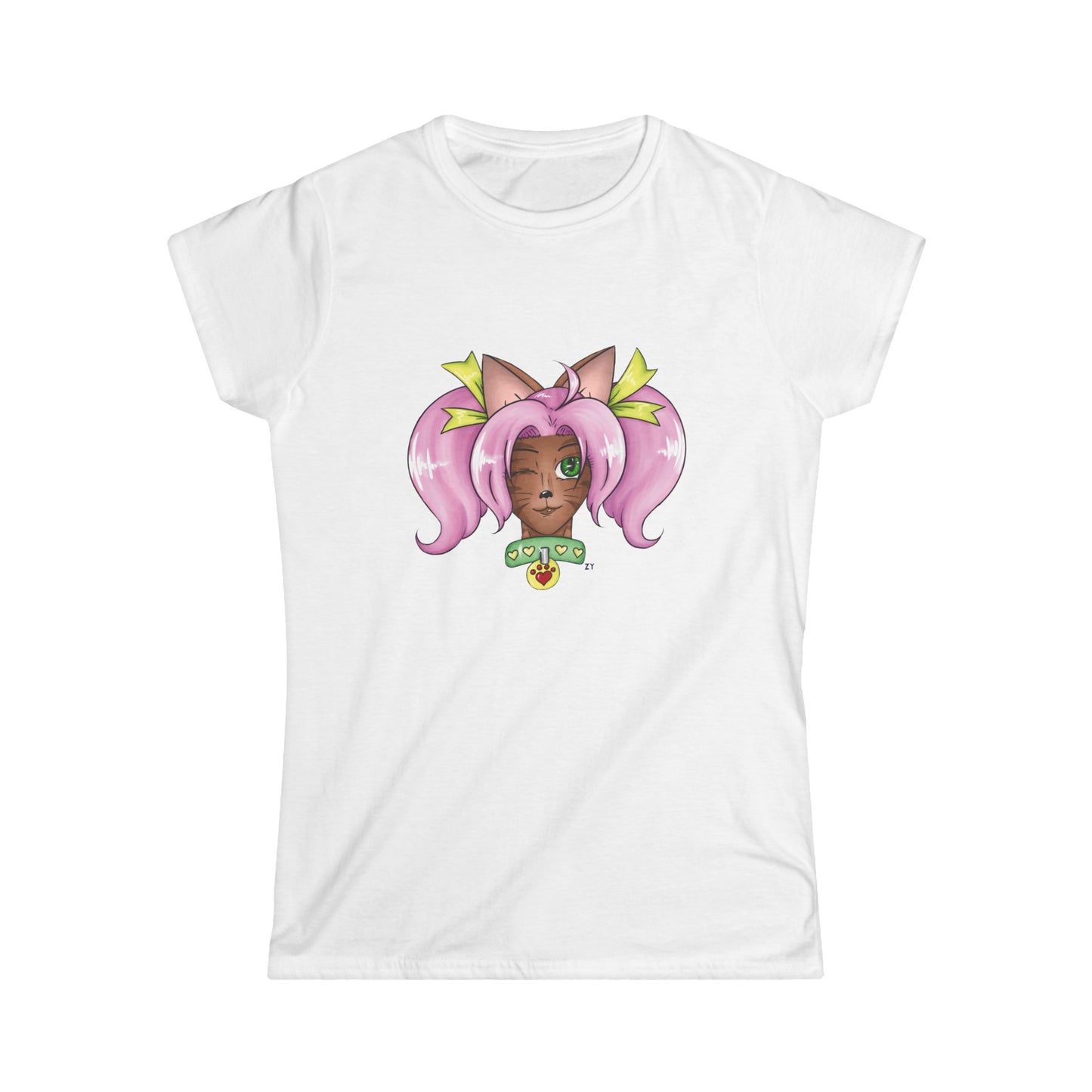 Cute Cat Girl Soft Style Ladies Tee