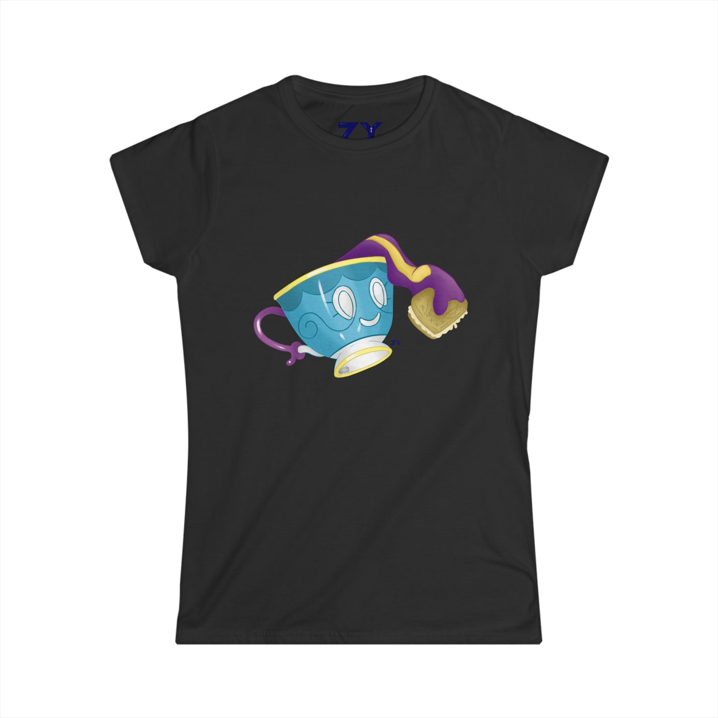 Ghostly Teacup w/ Biscuit Fanart Print Soft Style Ladies Tee