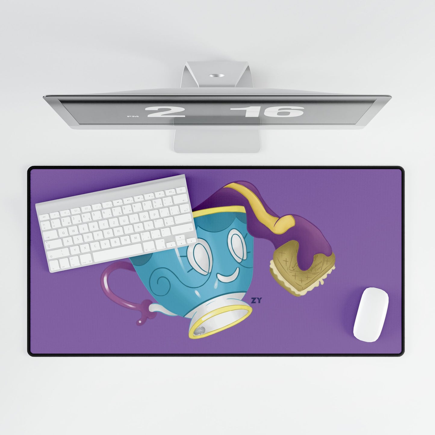 Ghostly Teacup w/ Biscuit Fanart Print Fanart Desk Mat