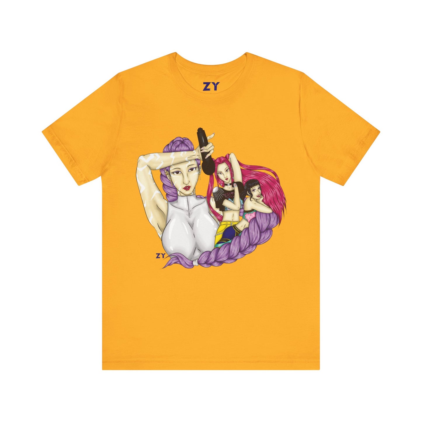 KPOP Trio Print Character Print Unisex Jersey Short Sleeve Tee