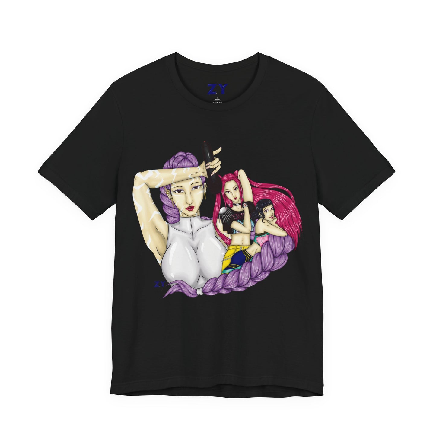KPOP Trio Print Character Print Unisex Jersey Short Sleeve Tee