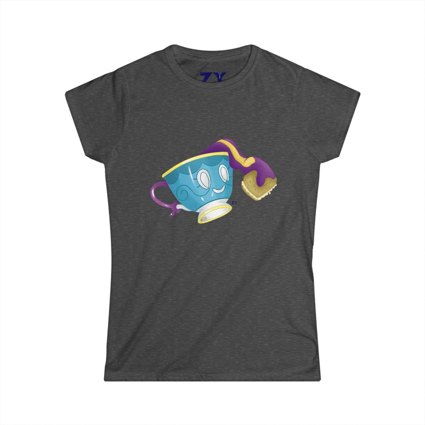 Ghostly Teacup w/ Biscuit Fanart Print Soft Style Ladies Tee