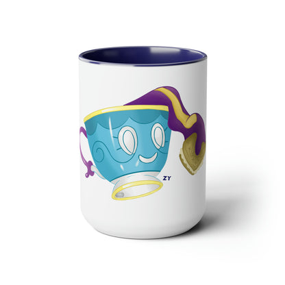 Ghostly Teacup w/ Biscuit Fanart Print OG Two-Tone Coffee Mugs, 15oz