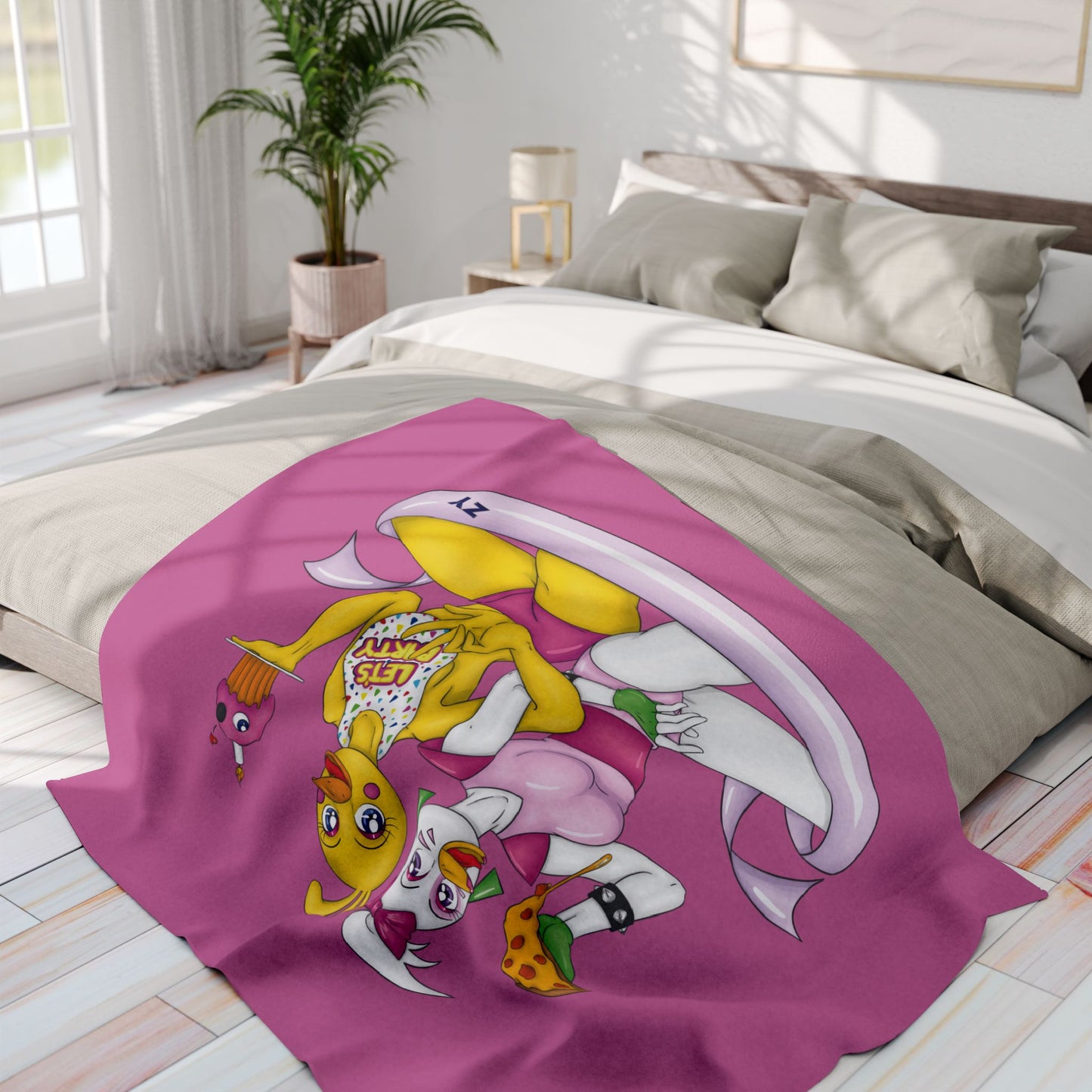 Double Chica (Toy & Glamrock) Character Print Arctic Fleece Blanket