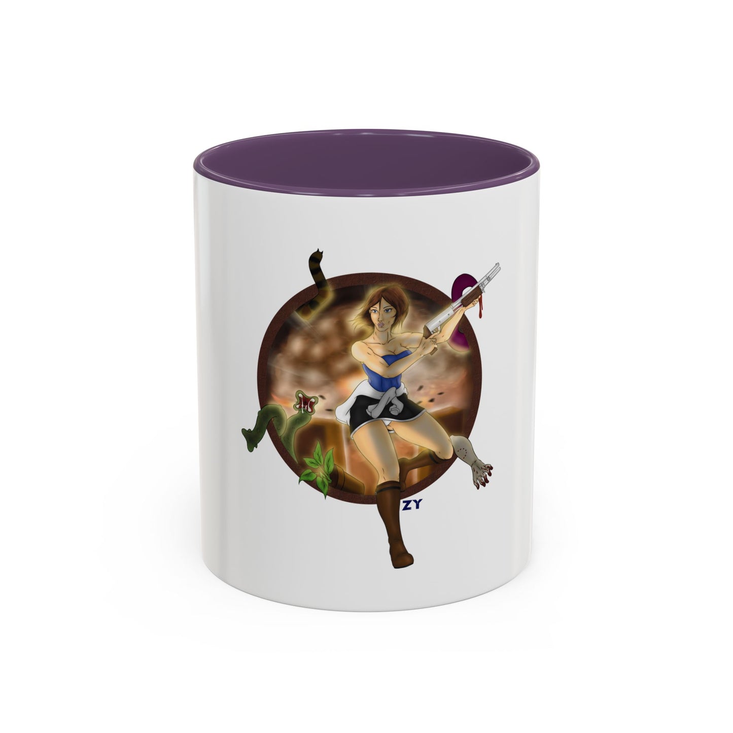 OG RE3 Jill Last Escape Character Print Fanart Two-Tone Coffee Mugs, 15oz