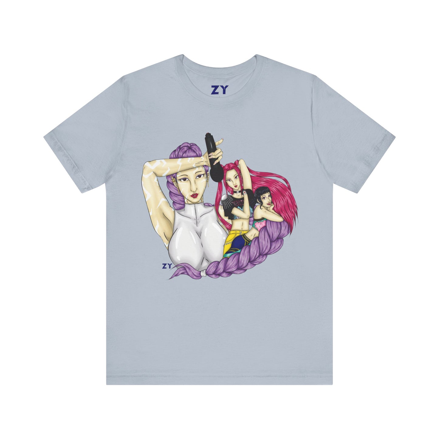 KPOP Trio Print Character Print Unisex Jersey Short Sleeve Tee