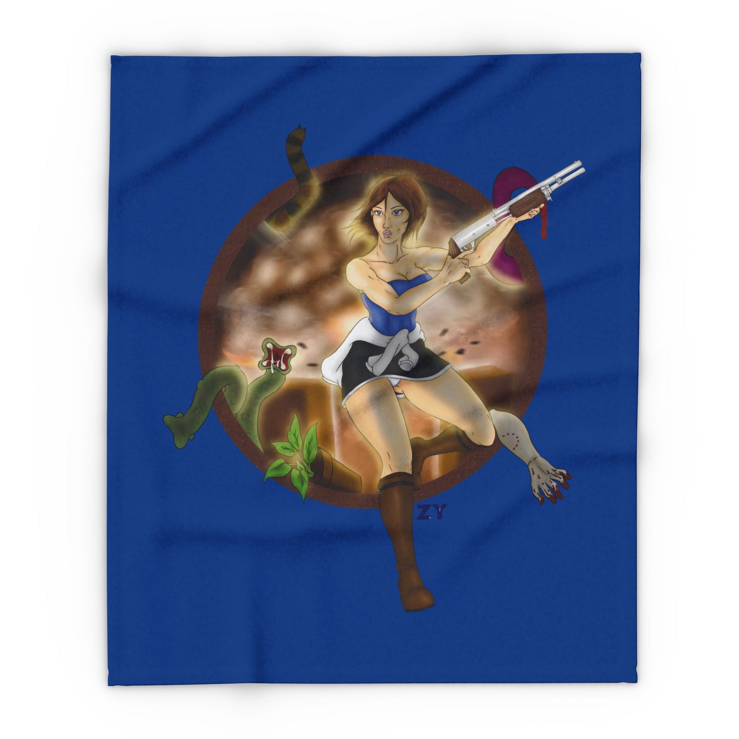 OG RE3 Jill Character Print Arctic Fleece Blanket