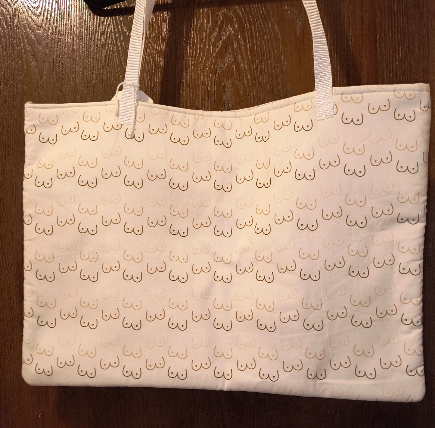 Cream B00Bies Print Wide Tote Bag [Handmade by Zippy Yonyx]