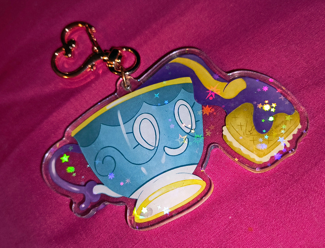 Ghostly Teacup w/ Biscuit Keyring [Fanart by Zippy Yonyx]